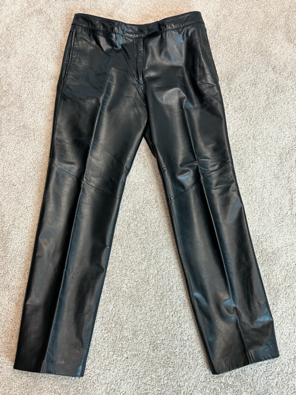 Danier Leather black leather straight leg pants